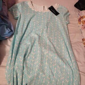 Womens Lauren James Ocean Palm Caroline Dress Size L